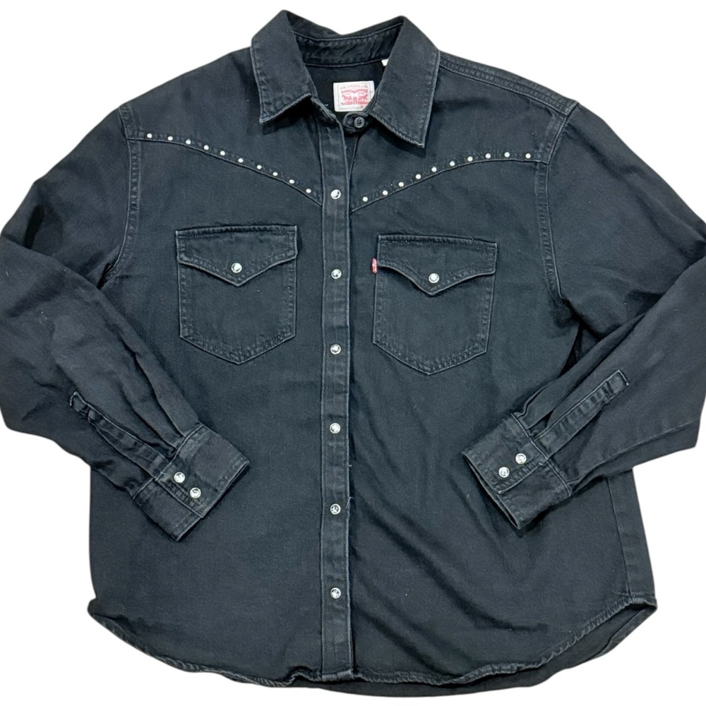 Levi’s Black Snap Button Down Western Studded Lon… - image 1